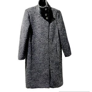 ANDREW MARC Bouclé Wool Midi Overcoat Dark Gray | Sz M | NWOT
